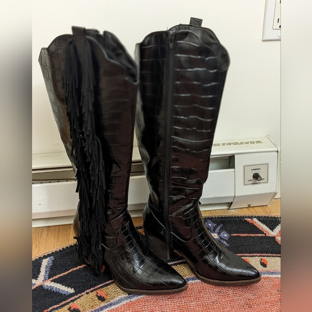 Black Fringe Boots